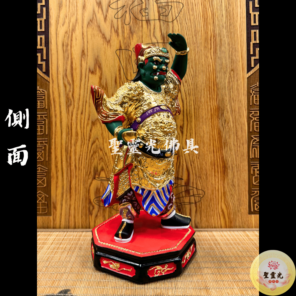 聖靈光佛具】8寸8 千順將軍文體千里眼順風耳護法(兩尊一套) / 樟