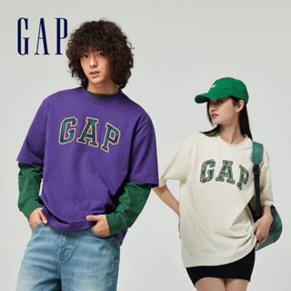 Gap 男女同款 Logo純棉印花圓領短袖上衣T恤 厚磅密織水洗棉系列-多色可選(885842)