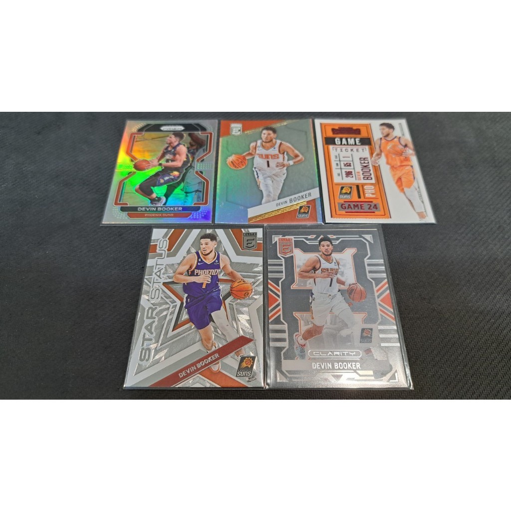 #O69 Devin Booker 書人 球員卡 Prizm銀亮+Elite透明特卡+球票 平行紅字 | 蝦皮購物