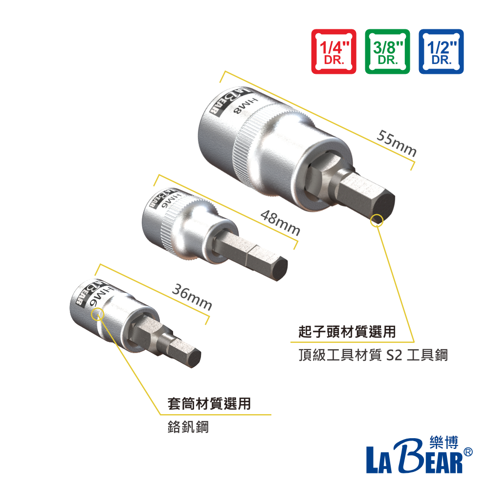 【LaBear】六角壓配套筒 1/4