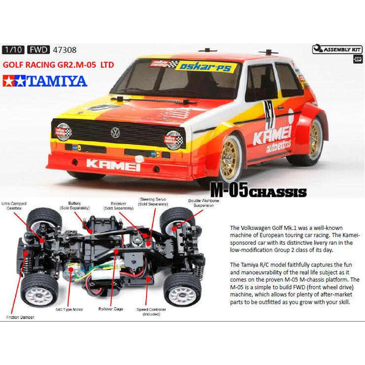 創億RC Tamiya 47308 (M-05底盤)Volkswagen Golf Mk.1 1/10 透明殼，附電變| 蝦皮購物