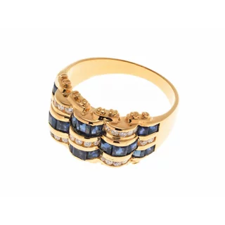 【JDPS 御典品 / 彩寶專賣】天然藍寶戒指 黃色18K金檯 商品編號：S6006-2