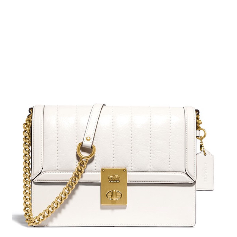 COACH Hutton Shoulder Bag 專櫃款 白色鏈帶肩背包 斜肩包 二手 白 原價$23800 | 蝦皮購物