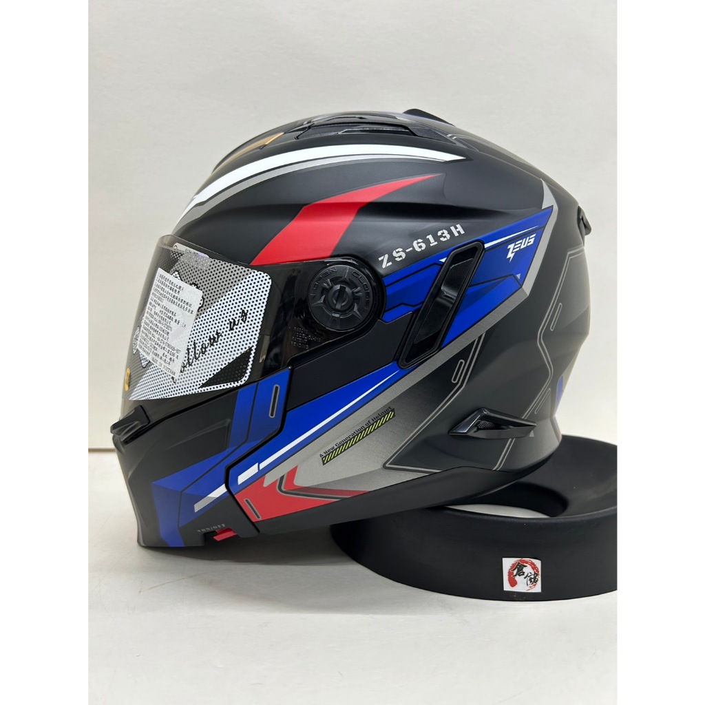 ZEUS ZS-613H AJ45彩繪消光黑藍附新式面甲半罩式內鏡片台中倉儲安全帽