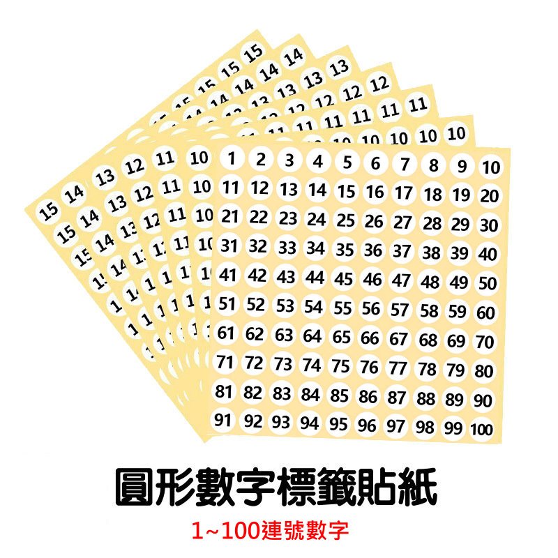圓形數字標籤貼紙「連號數字1~100」(蝦皮發票) 10mm 13mm 15mm標示貼紙 數字貼紙【日月心】 | 蝦皮購物