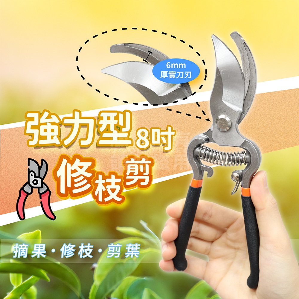 8吋 樹枝剪刀 銳利型 1.5mm內 修枝剪 彈簧剪刀 一體成形 園藝剪刀 水管剪刀 修枝剪 芽剪 果樹剪 | 蝦皮購物