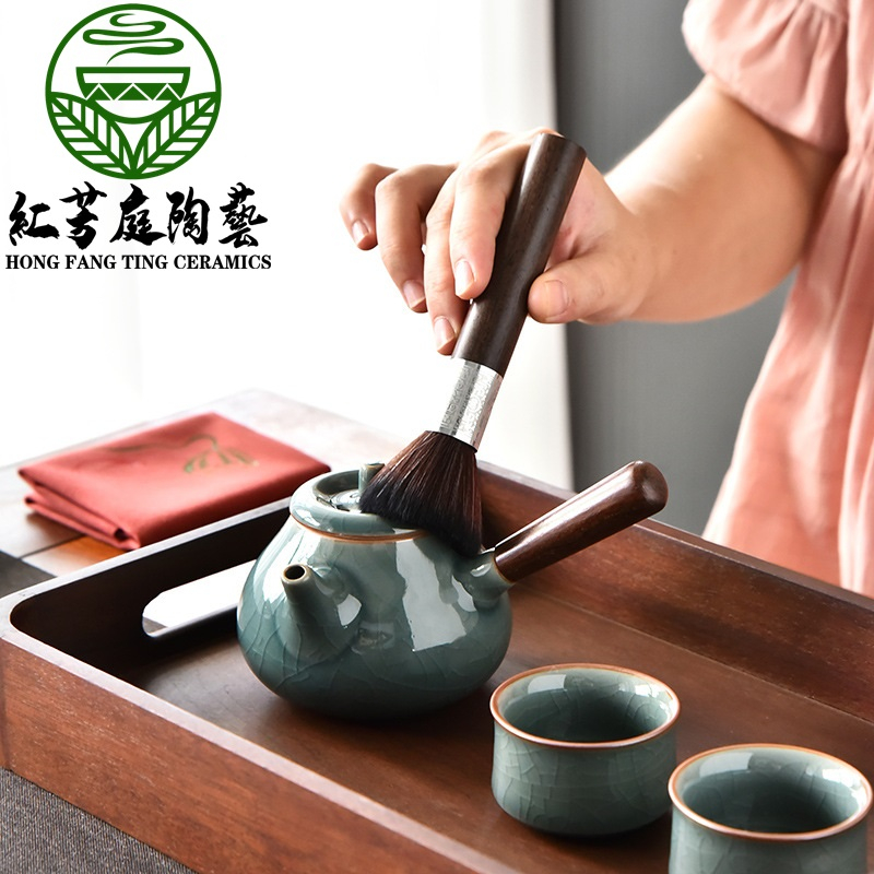 紅芳庭【原木養壺筆】門市現貨茶盤刷茶洗筆茶刷檀木竹根茶筆功夫筆茶道