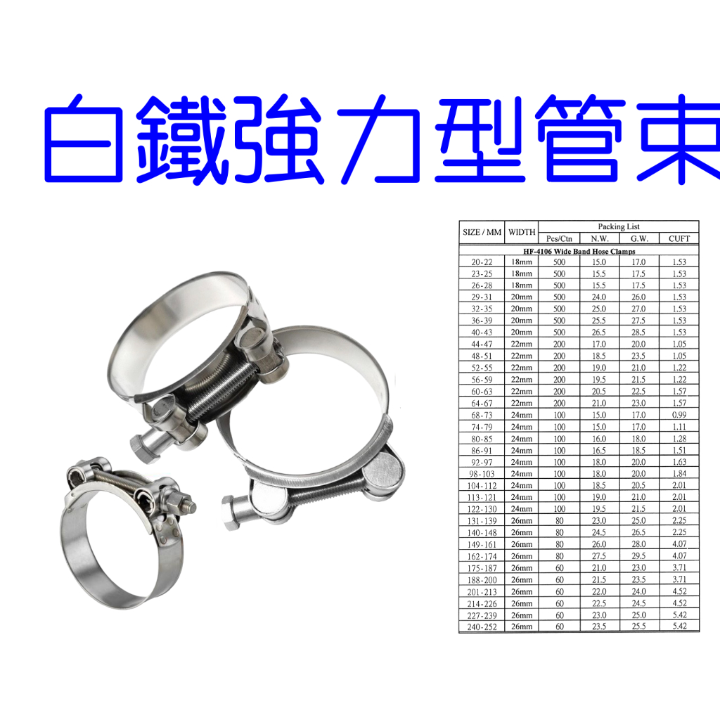 304 白鐵高壓強力管束 不銹鋼高壓管夾 不鏽鋼束環 多種尺寸 | 蝦皮購物