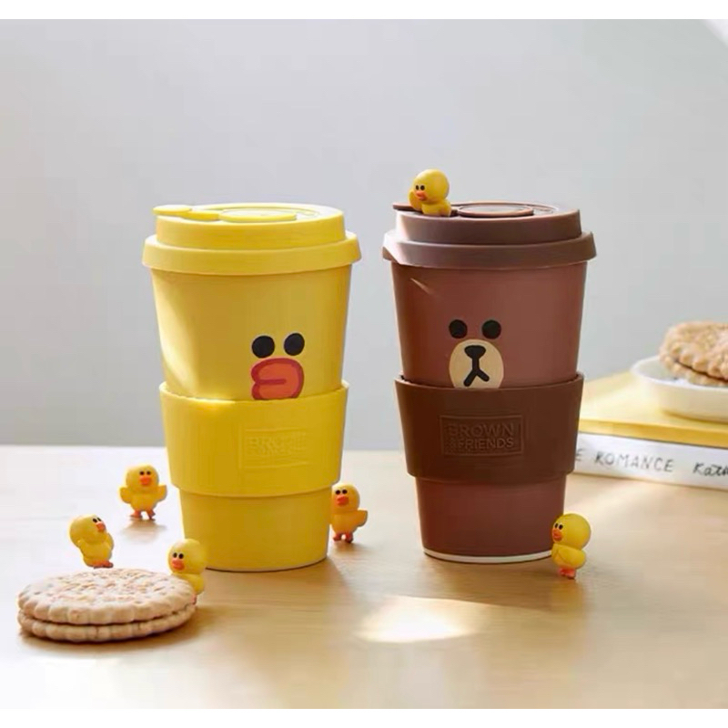 正版LINE FRIENDS熊大/莎莉水杯卡通耐高溫韓式環保竹纖維防摔奶茶咖啡杯 | 蝦皮購物
