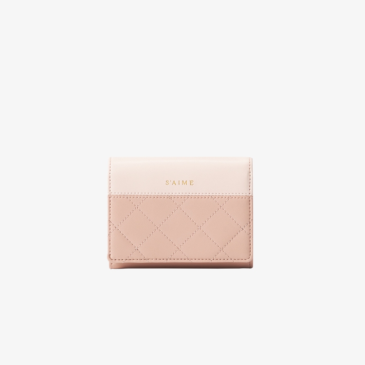 送料込★S’AIME★真皮菱格撞色短夾★本革 バイカラー折畳み財布 ☆S'AIME☆真皮菱格撞色短夾 ミニ財布 ウォレット/送料込