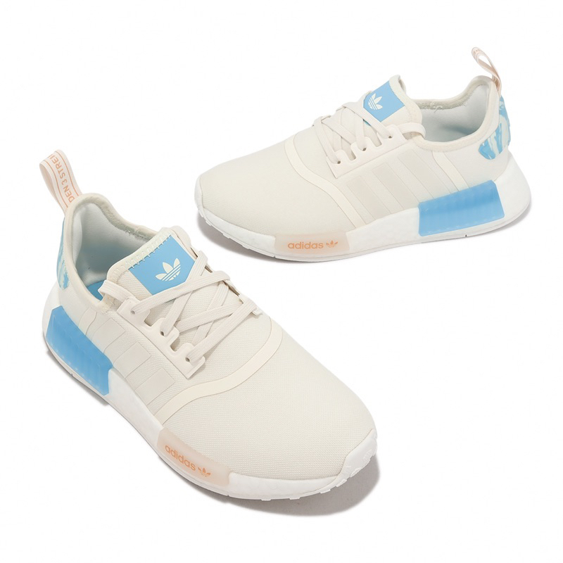 Adidas nmd white 2024 and baby blue