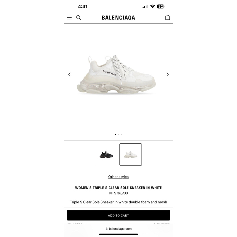 Triple s white on sale balenciaga