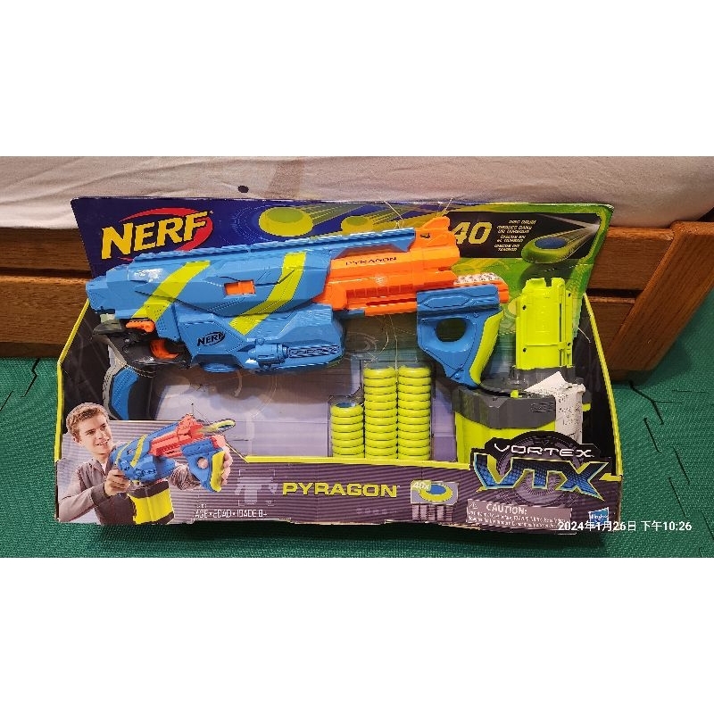 二手 9.8成新 nerf pyragon 飛碟槍 彈鼓飛碟槍 | 蝦皮購物