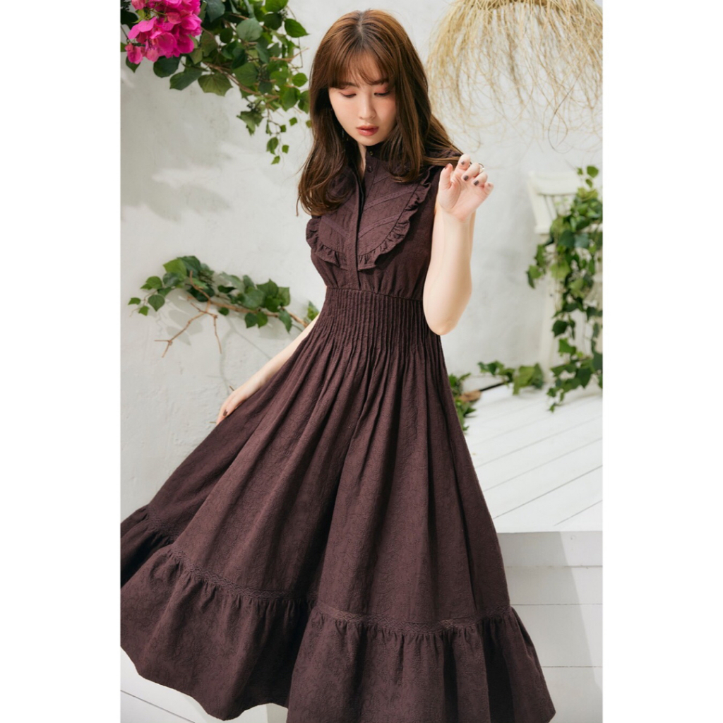 Her lip to ＊Le Camelia Pleated Dress-