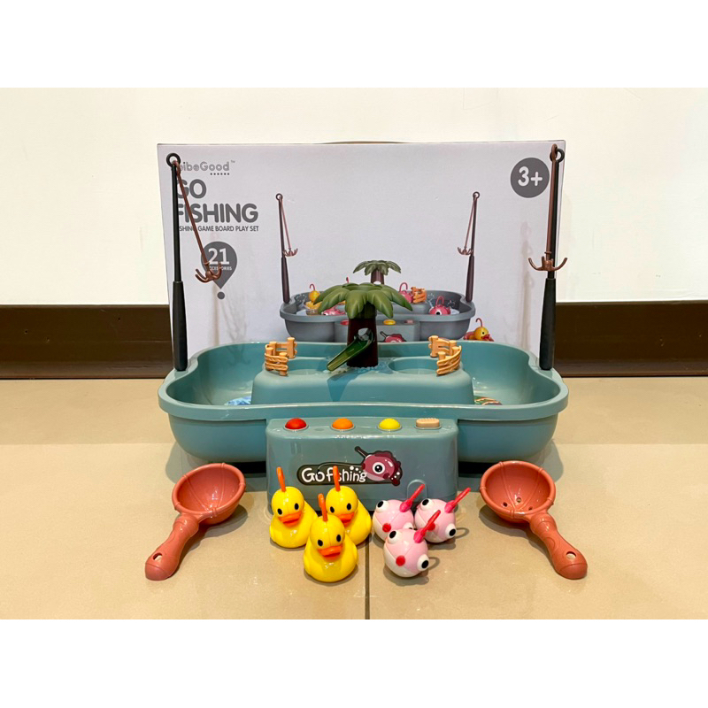 二手玩具 GO FISHING 電動旋轉釣魚台 釣魚盤 燈光音樂循環出水釣魚池 早教玩具 學習教具兒童玩具 | 蝦皮購物
