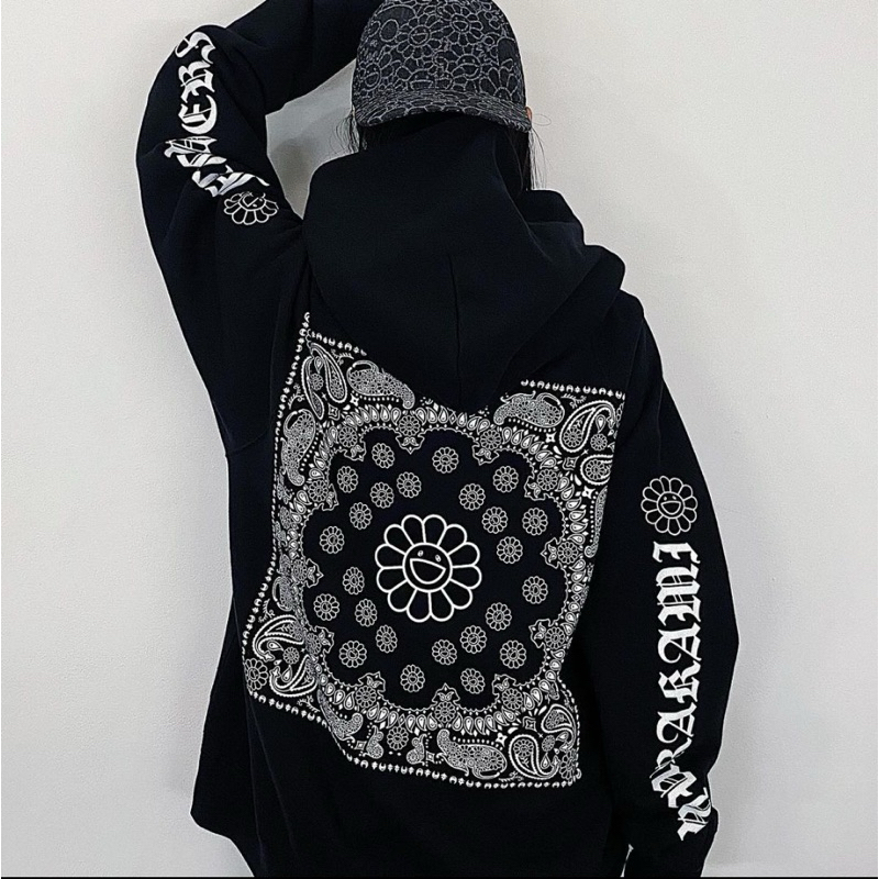 村上隆Flower Bandana Sweat Hoodie 全新絕版黑色帽T尺寸XL cherry