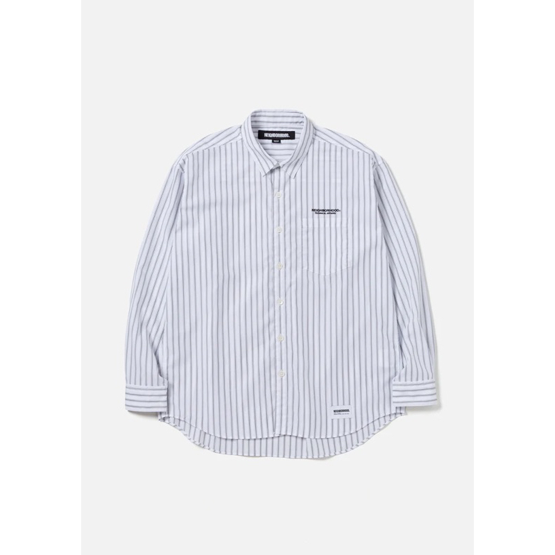全新24SS NEIGHBORHOOD STRIPE SHIRT LS 刺繡口袋條紋襯衫| 蝦皮購物