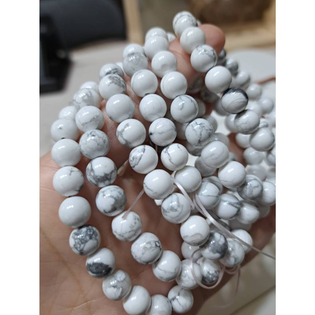 【JY晶研】白松 白松石 圓珠 單圈 手串 水晶設計 現貨 水晶 手串 | 蝦皮購物