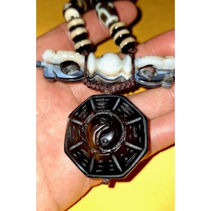 珍福西藏天眼珠精品】〔珍藏版〕正八卦六字真言，大龍睛，（精雕裸空