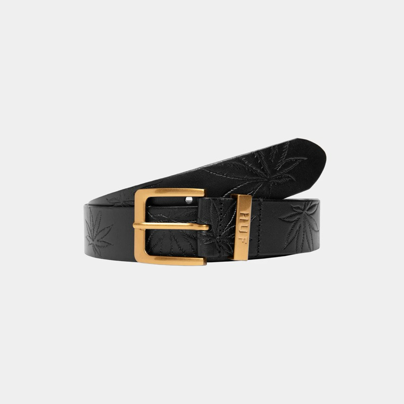 HUF PLANTLIFE LEATHER BELT 黑金日本支線限定壓紋皮革皮帶 HUF PLANTLIFE LEATHER BELT 黑金日本支線限定壓紋皮革皮帶