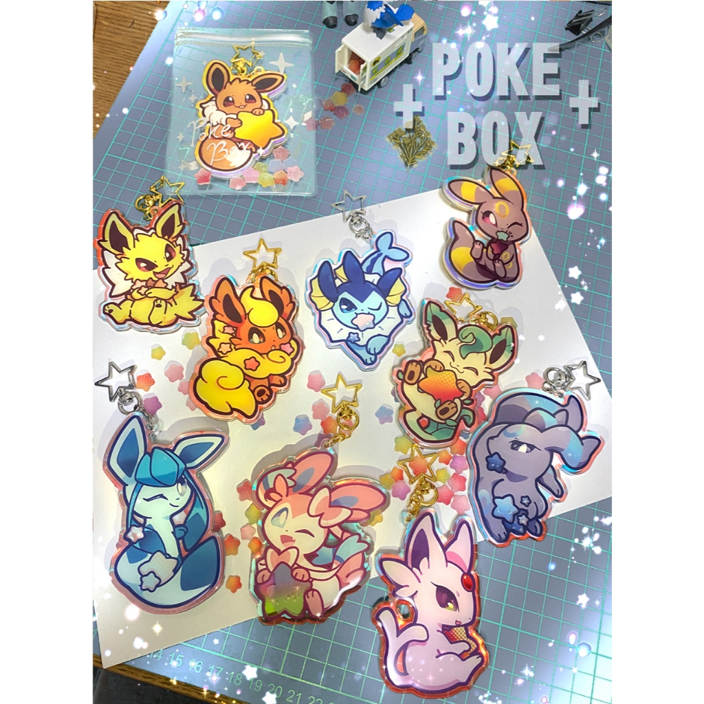 +POKE BOX+ 同人二創 精靈寶可夢 伊布家 日規 壓克力鑰匙圈 星星系列 | 蝦皮購物