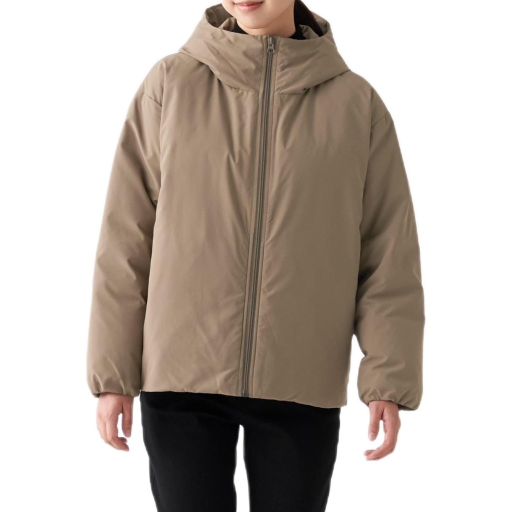  连帽羽绒外套大衣 xs码 聚酯纤维 無印良品MUJI代購防潑水再生聚酯纖維連帽羽絨外套羽絨大衣大童男女通用