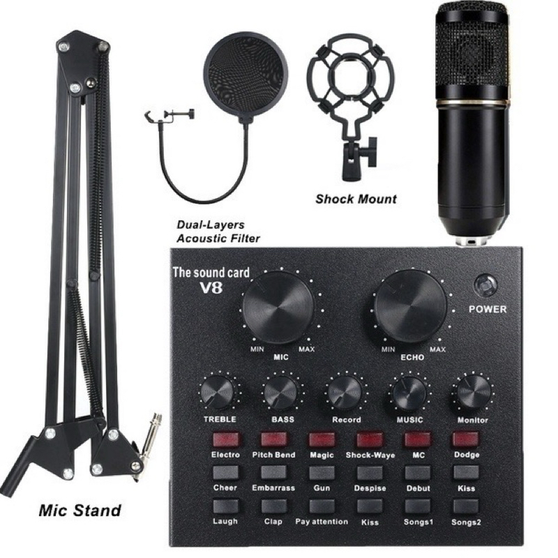 New Upgraded BM800 Condenser Microphone Kit with V8 PC Voice | 蝦皮購物