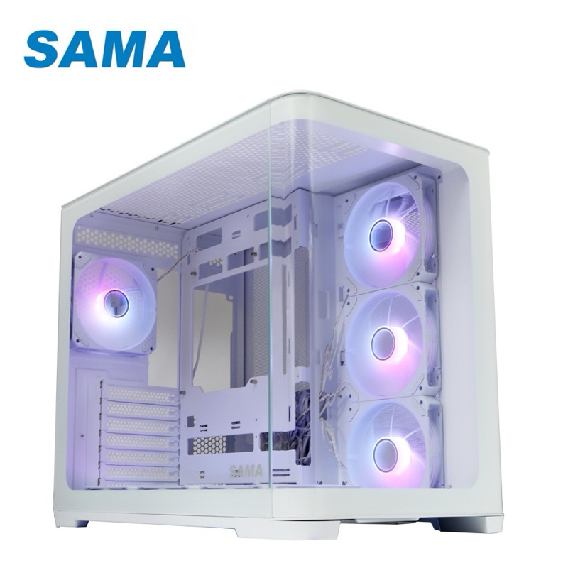 SAMA 先馬SAK2851 曲境界白Type-C 海景房360 風扇ATX ARGB 背插 SAMA 先馬SAK2851 曲境界白Type-C 海景房360 風扇ATX ARGB 背插