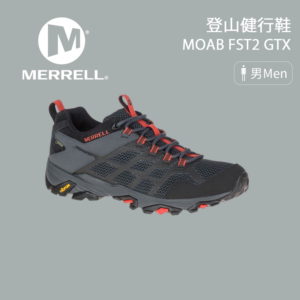 [Merrell] 男款 Merrell22 MOAB FST2 GTX 登山健行鞋 黑/橘 (ML77443) | 蝦皮購物