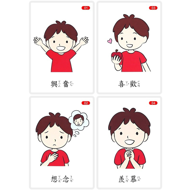情緒表情 表情認知 表情圖表繁體注音款 情緒卡20張 | 蝦皮購物