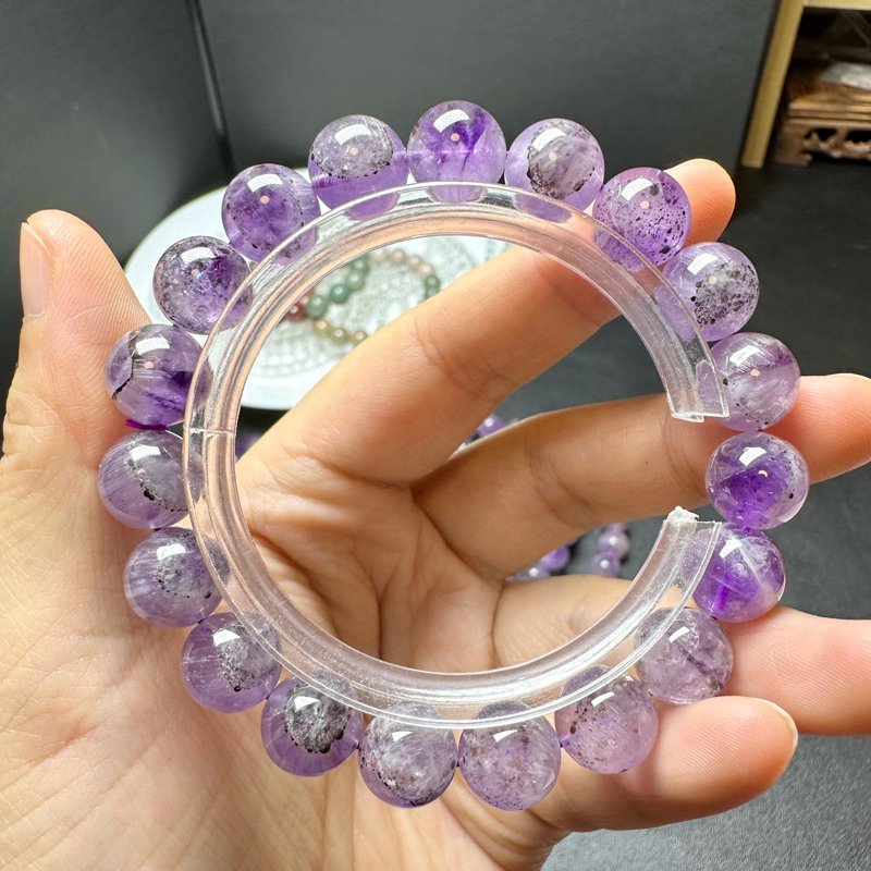 Y057 稀有品共生礦天眼羽毛紫極光手珠高貨極光23 特色料可遇不可