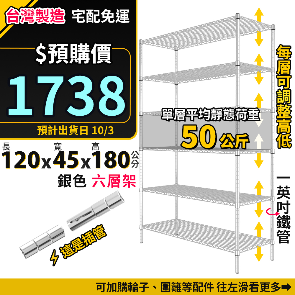 台灣製【現貨】置物架 四層架 120x45x180 銀色 收納 收納架 鐵力士架 層架 鐵架 貨架 | 蝦皮購物
