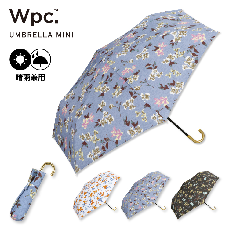 【現貨】日本 wpc. 晴雨二用傘 折疊傘 輕量 折傘 人造皮革手柄 花卉圖案 抗紫外線 抗UV 雨傘 陽傘 | 蝦皮購物