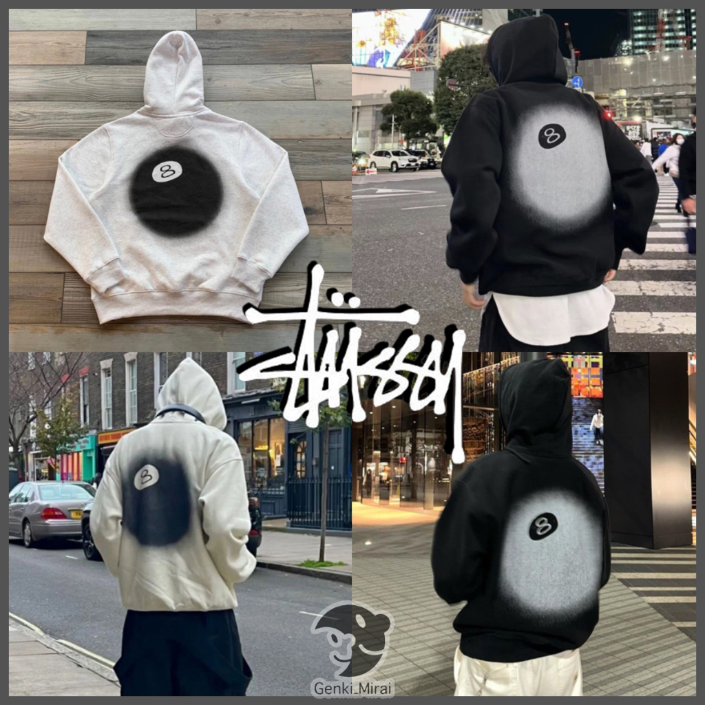 限時特惠✨ Stussy 8球系列FW22 Ball Fade Hoodie 暈影黑8印花帽衫寬鬆