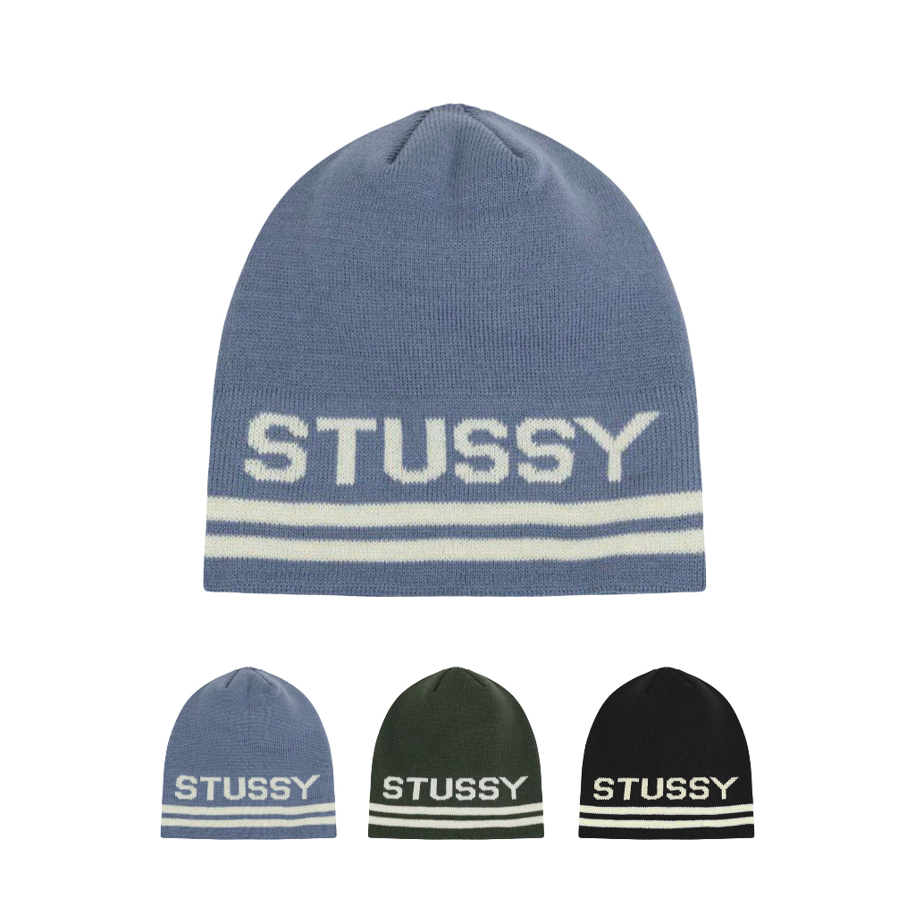 STUSSY JAQUARD STRIPE SKULLCAP BEANIE 毛帽細針針織毛線帽情侶帽【TCC】 | 蝦皮購物