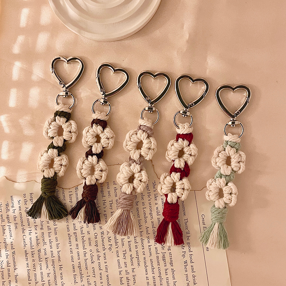 【米夫手作】手工簍空花吊飾｜雙花 鑰匙圈 吊飾 掛飾 吊飾 Macrame 編織吊飾 手工編織 客製化禮物 吊墜 | 蝦皮購物
