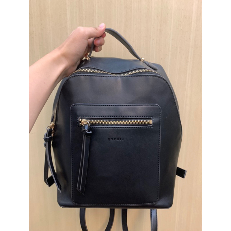 ESPRIT Leather Backpack in black