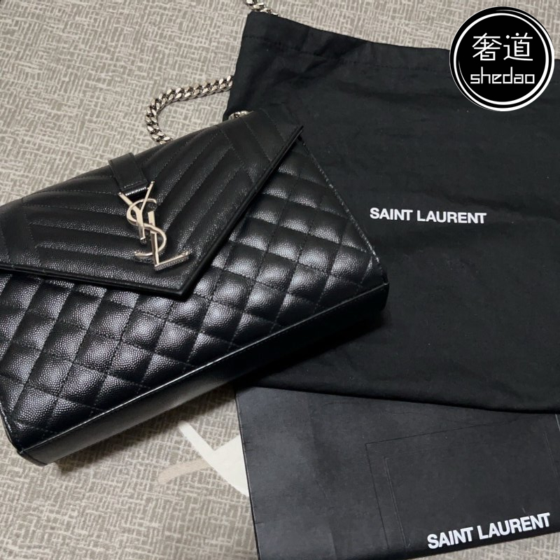 SAINT LAURENT PARIS Shoulder Bag 515822 Chain bag leather Black Silver –