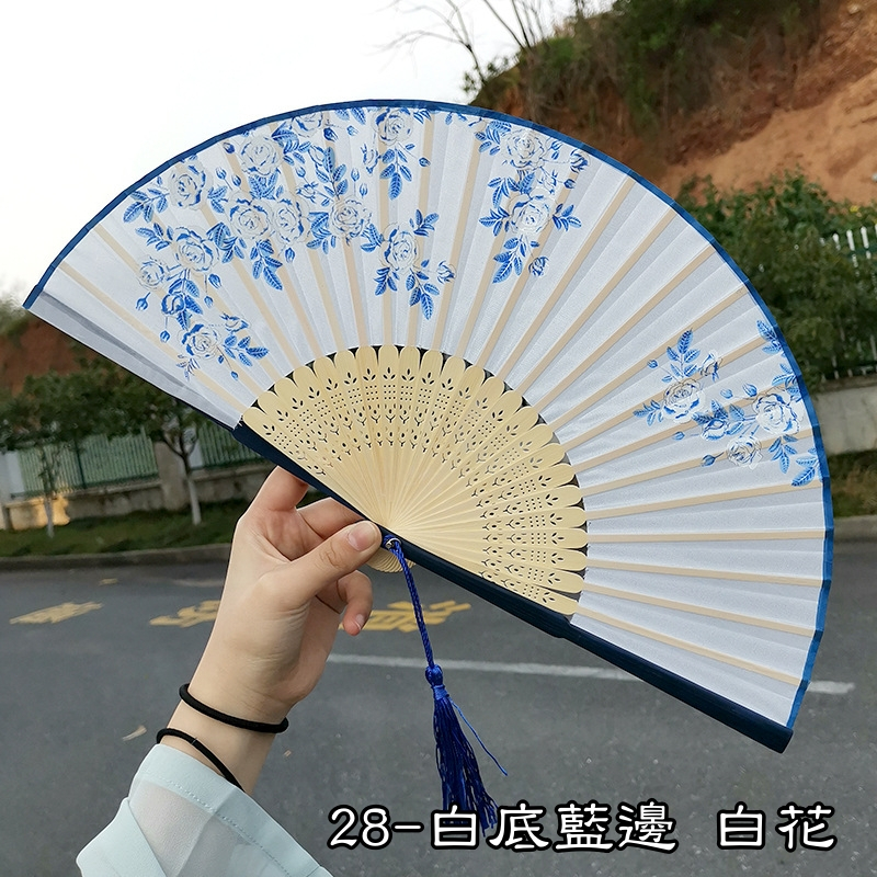 竹製手扇 古風摺扇 真絲扇 夏季 男女扇 櫻花折疊扇 道具跳舞扇 中國風 日式扇子 絹扇 | 蝦皮購物