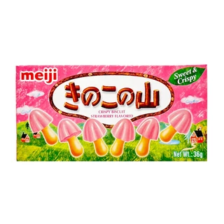 meiji明治 香菇造型餅乾-草莓口味(盒裝) 36g【Donki日本唐吉訶德】