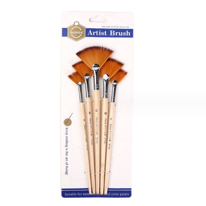 KeepSmiling Artist Brush Set Professional Fan Brush for Oil Color,  Watercolor, Acrylic Color,(#8150) 5 Pcs