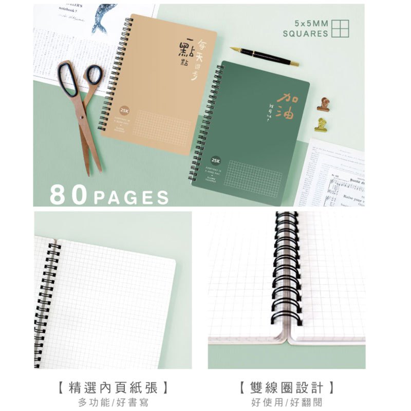 雙線圈18K/25K方格筆記(CM-1895/2596) 線圈筆記本活頁筆記0100