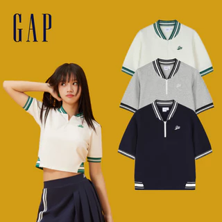 Gap 女裝 Logo立領棒球短袖上衣T恤 短版上衣-多色可選(873957)