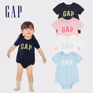 Gap 嬰兒裝 Logo純棉圓領短袖包屁衣-多色可選(891712)