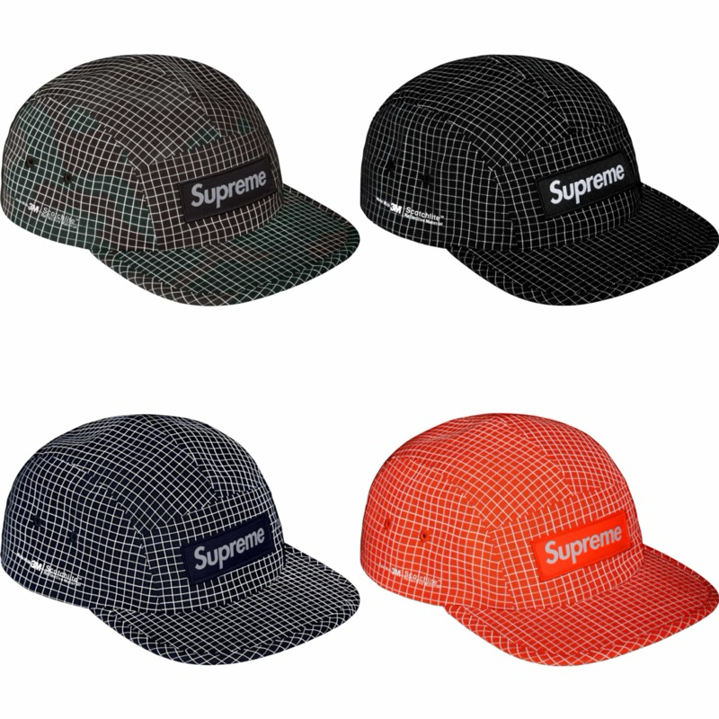 HS⚑ Supreme 3M Reflective Ripstop Camp Cap 露營帽五分割反光