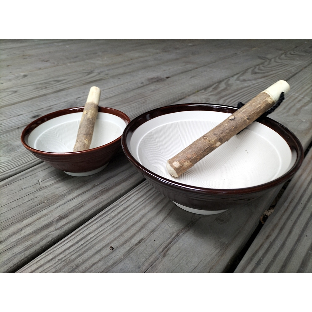 《興富大行》陶瓷餐廚具【特價品-擂茶缽/擂缽附磨粉棒】擂茶碗擂缽磨缽磨泥缽磨芝麻磨粉磨堅果研磨器日式磨鉢研磨缽磨缽 | 蝦皮購物
