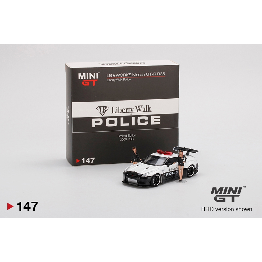 1/64 Mini GT 日本警車GTR 147 Liberty works police R35 附警察女人偶
