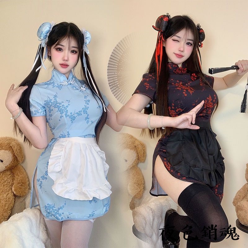 台灣現貨 90kg可穿 大尺碼旗袍 性感旗袍 性感中華娘 新中式旗袍 cos日式女僕裝 大尺修身旗袍 | 蝦皮購物