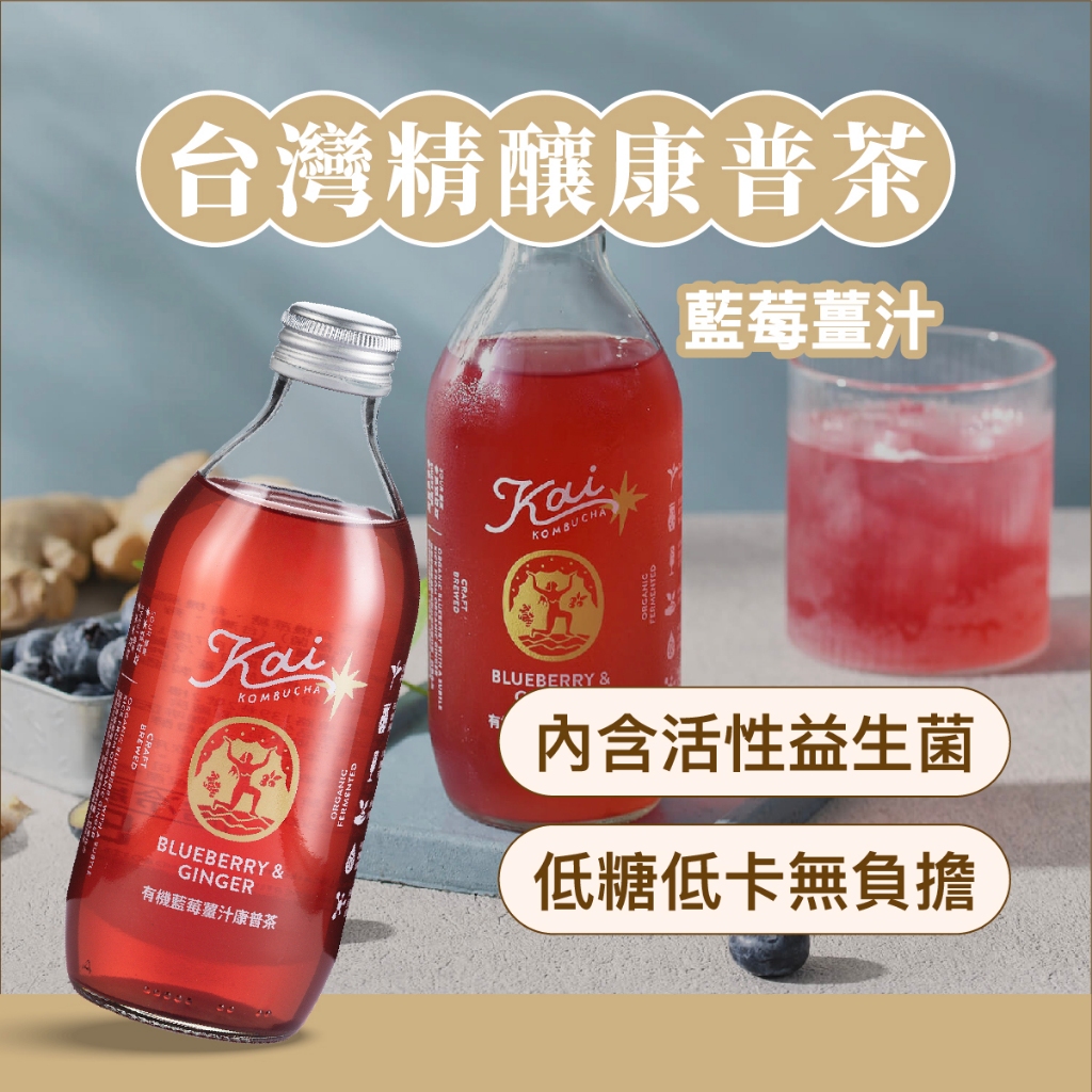 【Kai有機康普茶】有機康普茶 藍莓薑汁 氣泡飲料 低卡氣泡飲 紅茶菌發酵 益生菌康普茶 | 蝦皮購物