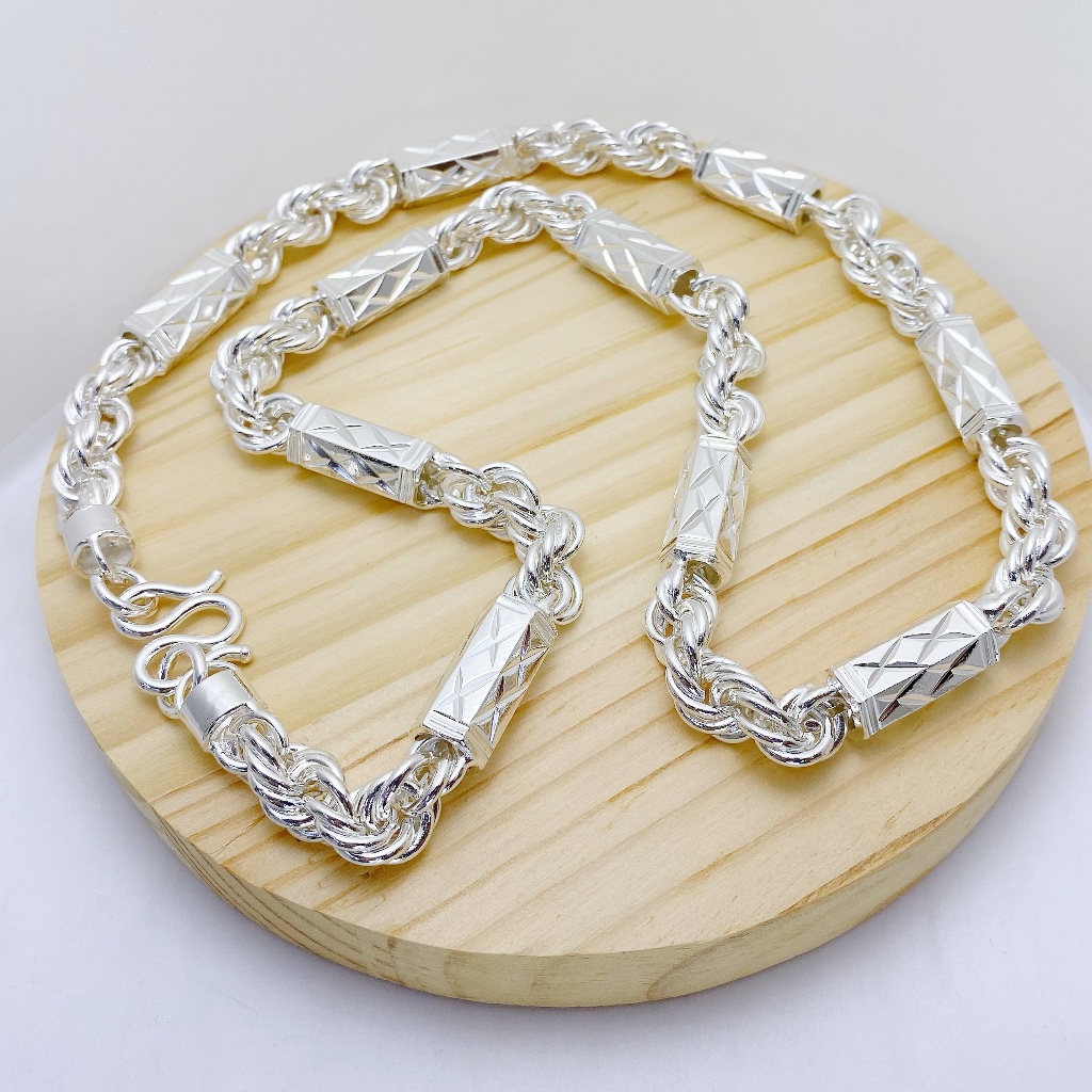 金泰源銀樓純銀999 銀68cm 5兩六角麻花麻花六角刻花粗鍊鍊子足銀